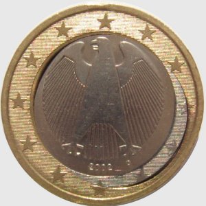 Rückseite einer 1 Euro Fehlprägung